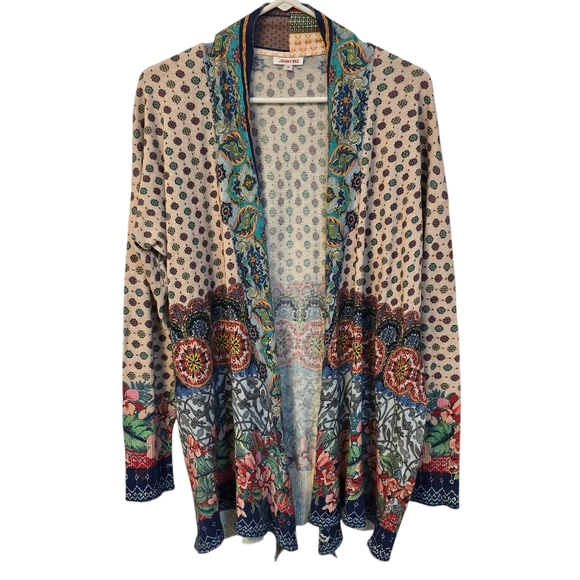 Johnny Was Women's Floral Silk Blend Open One Button‎ Caridgan Sweater Sz S - Picture 1 of 9